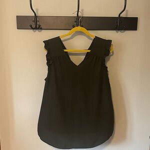 LOFT Olive Green Ruffle Sleeve Blouse